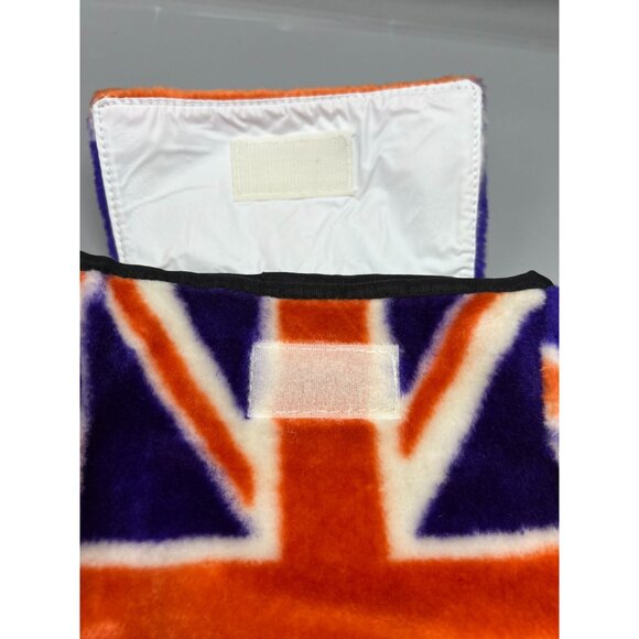 Union Jack Plush Backpack Zipper Pocket Small Pom Pom Key Ring Adjustable - Picture 4 of 16